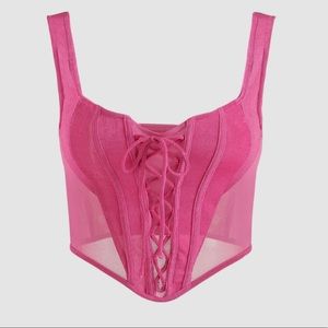 Solid Lace Up Corset Tank Top